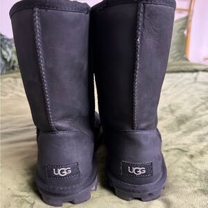 UGG Black Leather Mid-Calf Boots, Size 8, very good condition